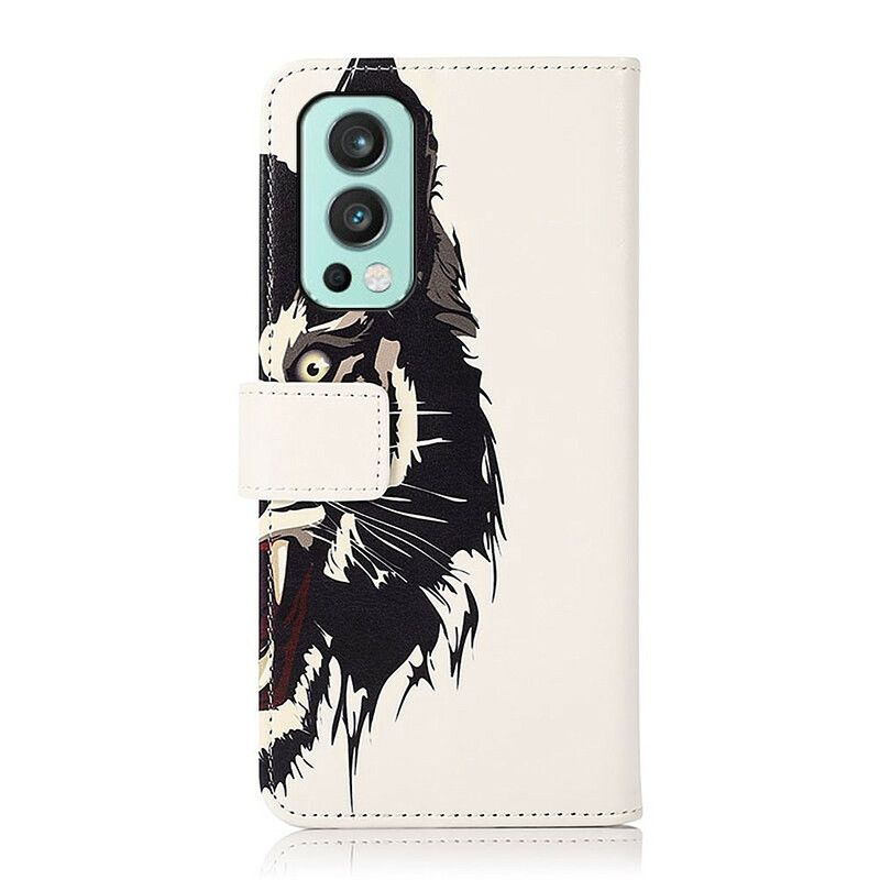 Leren Hoesje Oneplus Nord 2 5g Fierce Tiger Bescherming Hoesje