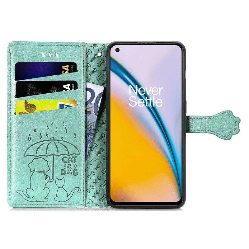 Leren Hoesje Oneplus Nord 2 5g Geanimeerde Dieren Bescherming Hoesje