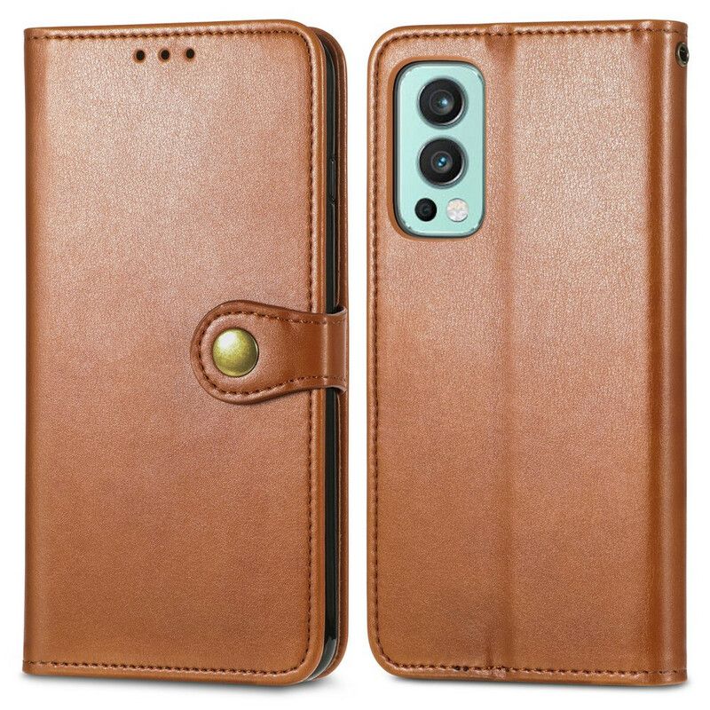 Leren Hoesje Oneplus Nord 2 5g Kunstleer En Vintage Sluiting Bescherming Hoesje