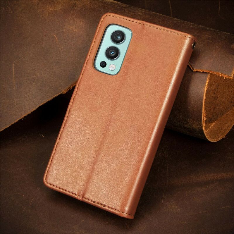 Leren Hoesje Oneplus Nord 2 5g Kunstleer En Vintage Sluiting Bescherming Hoesje