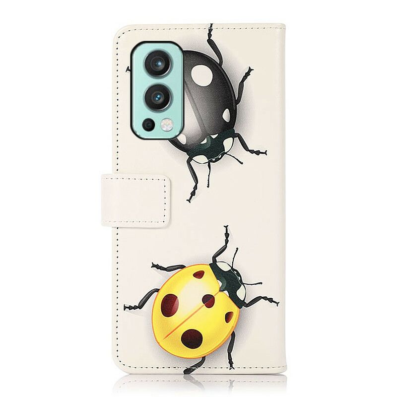 Leren Hoesje Oneplus Nord 2 5g Lieveheersbeestjes Bescherming Hoesje