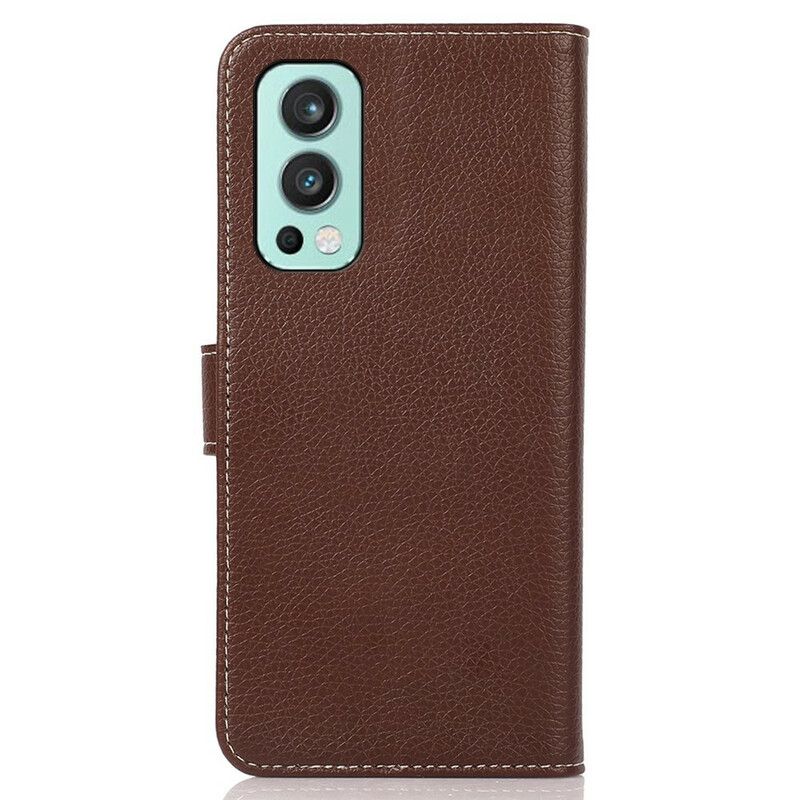 Leren Hoesje Oneplus Nord 2 5g Litchi-leer Met Stiksels