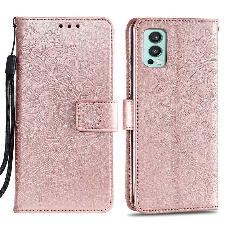 Leren Hoesje Oneplus Nord 2 5g Mandala Zon Bescherming Hoesje