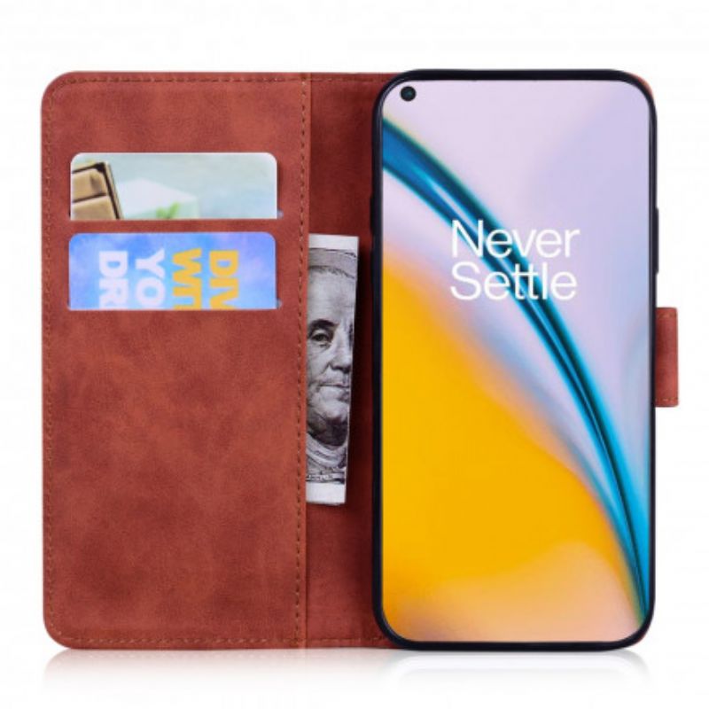 Leren Hoesje Oneplus Nord 2 5g Tijger Gezicht Afdrukken Bescherming Hoesje