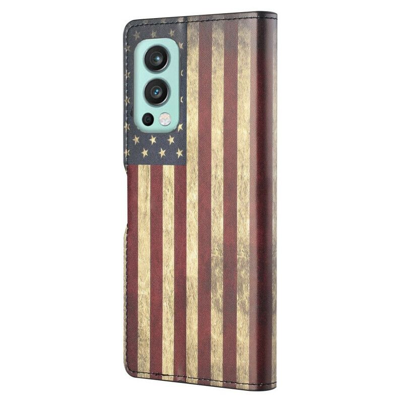 Leren Hoesje Voor Oneplus Nord 2 5g Amerikaanse Vlag