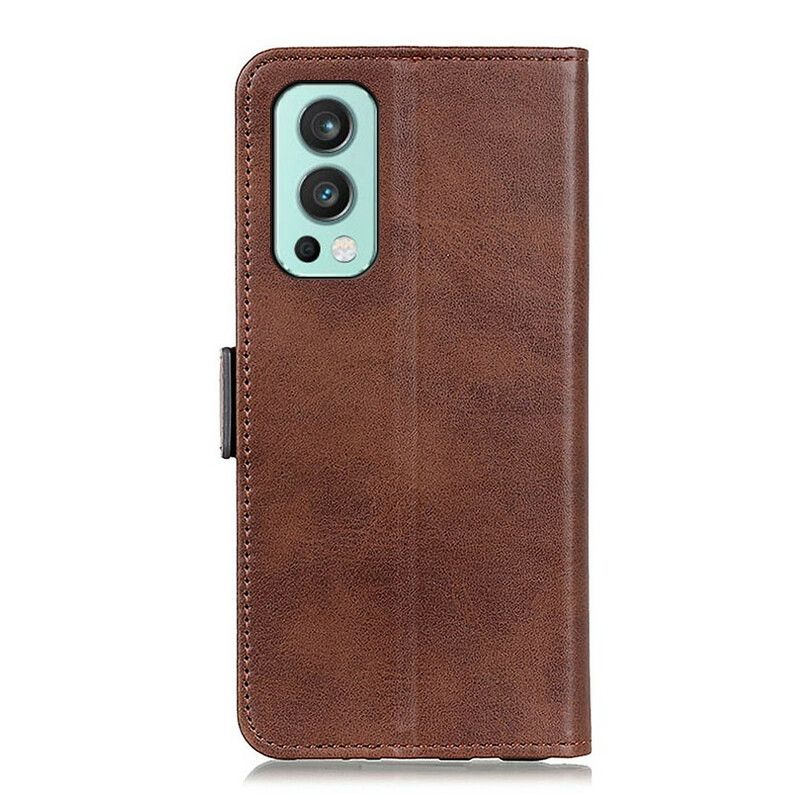 Leren Hoesje Voor Oneplus Nord 2 5g Dubbele Klep