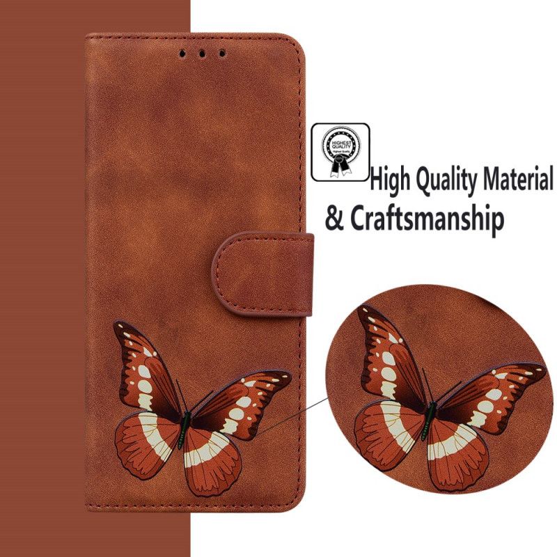 Leren Hoesje Voor Oneplus Nord 2 5g Skin-touch Butterfly