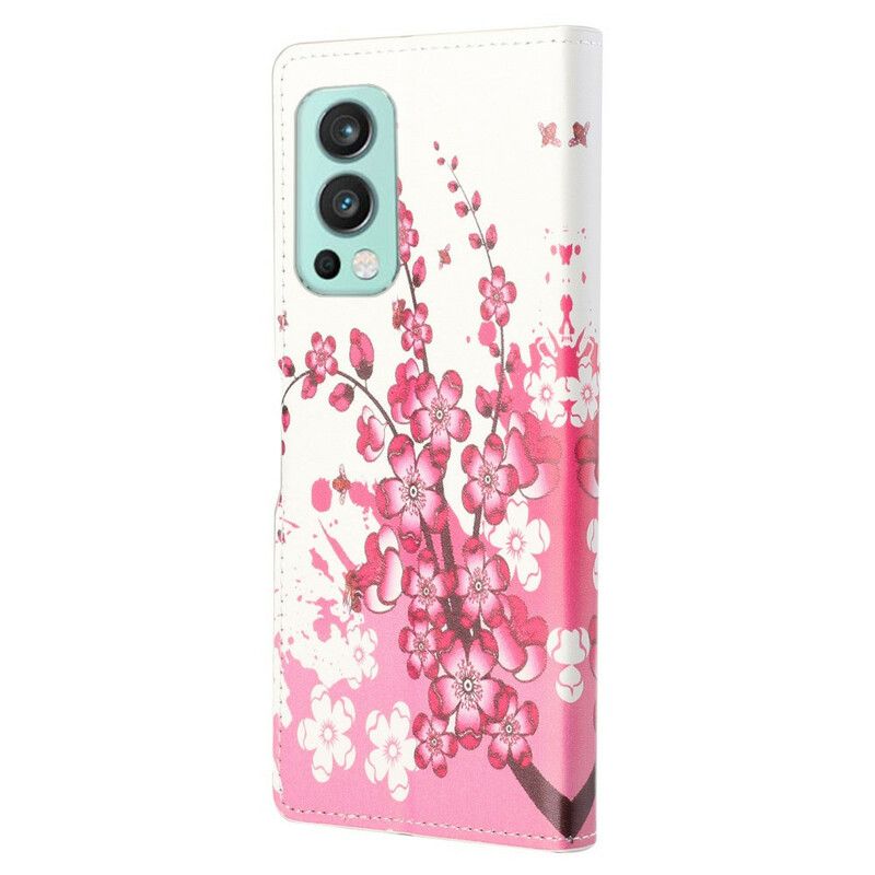 Leren Hoesje Voor Oneplus Nord 2 5g Tropische Bloemen