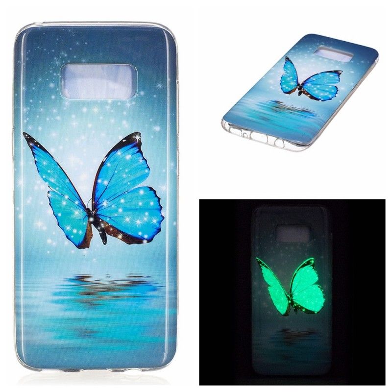 Hoesje Samsung Galaxy S8 Fluorescerende Blauwe Vlinder