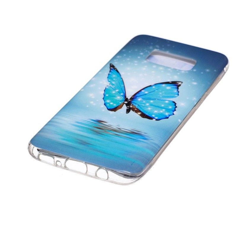 Hoesje Samsung Galaxy S8 Fluorescerende Blauwe Vlinder