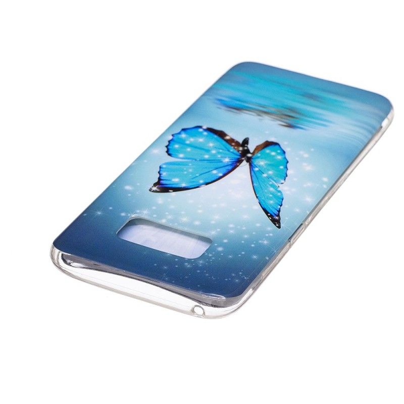 Hoesje Samsung Galaxy S8 Fluorescerende Blauwe Vlinder