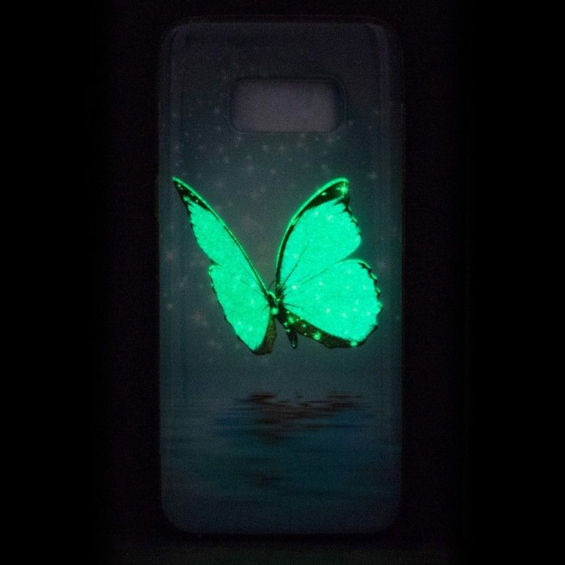 Hoesje Samsung Galaxy S8 Fluorescerende Blauwe Vlinder