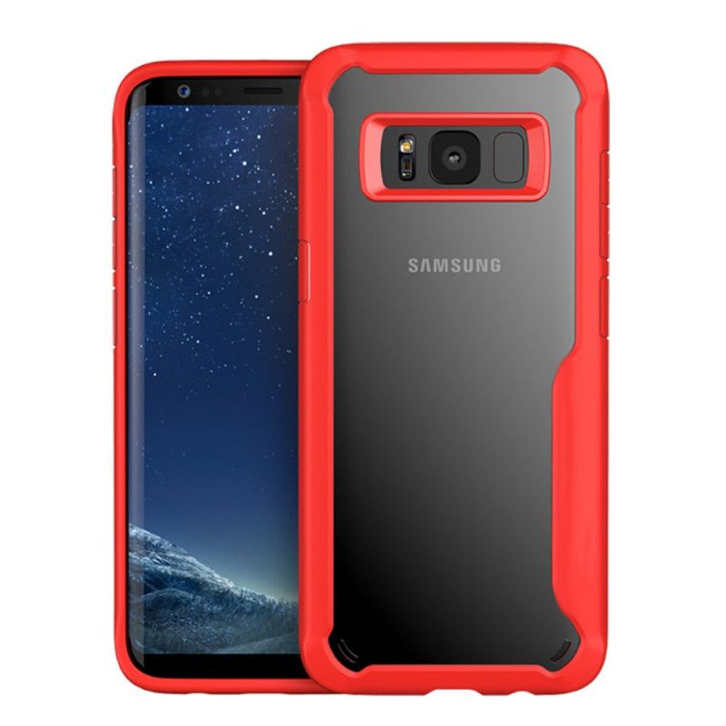 Hoesje Samsung Galaxy S8 Rood Zwart Transparant Hybride Ontwerp