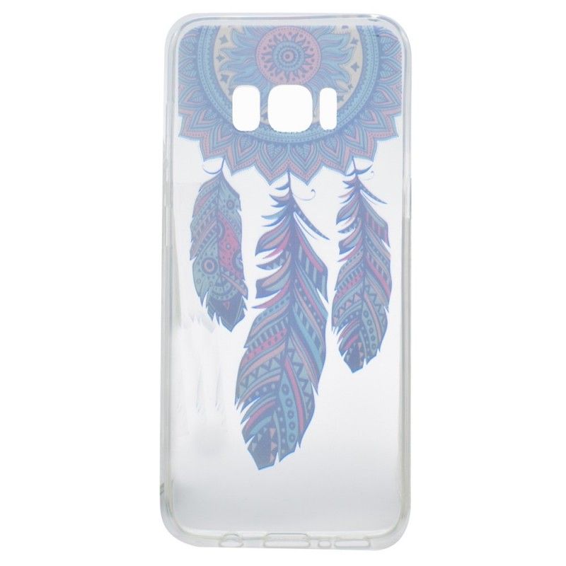 Hoesje Samsung Galaxy S8 Transparante Vanger Droomt Blauwe Veren