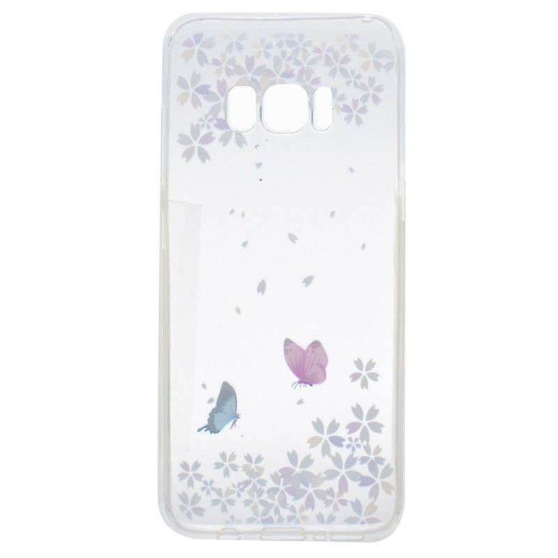 Hoesje Samsung Galaxy S8 Transparante Vlinders En Bloemen