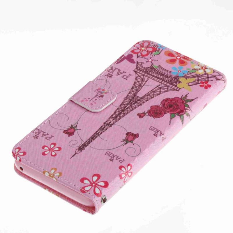 Leren Hoesje Samsung Galaxy S8 Telefoonhoesje Roze Eiffeltoren