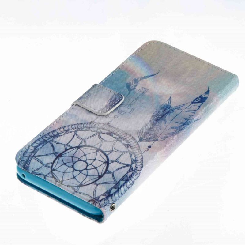 Leren Hoesje voor Samsung Galaxy S8 Lichtblauw Donkerblauw Aquarel Dromenvanger