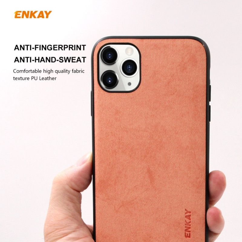 Case Hoesje iPhone 11 Pro Grijs Zwart Telefoonhoesje Enkay Stof Textuur