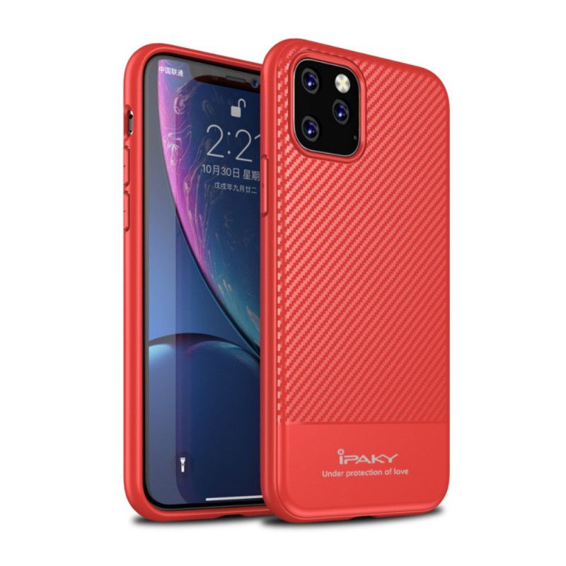 Case Hoesje iPhone 11 Pro Rood Zwart Telefoonhoesje Ipaky Koolstofvezel