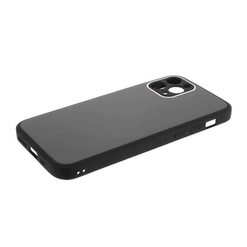 Cover Hoesje iPhone 11 Pro Rood Zwart Telefoonhoesje Glazen Achterkant En Siliconen Randen
