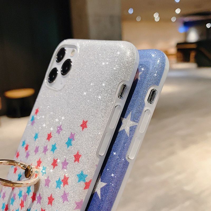 Cover Hoesje iPhone 11 Pro Zilver Telefoonhoesje Ster Glitter Ringhouder