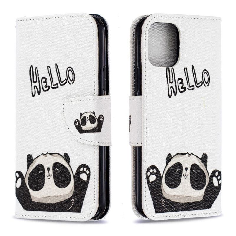 Flip Case Leren iPhone 11 Pro Hallo Panda