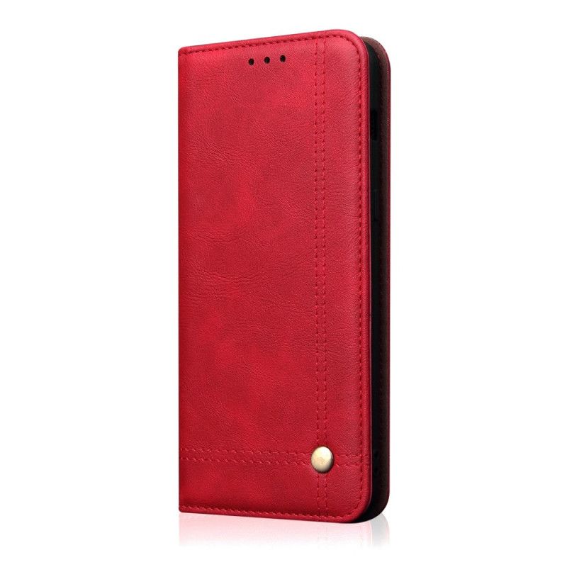 Folio-hoesje iPhone 11 Pro Rood Zwart Stiksel In Leereffect