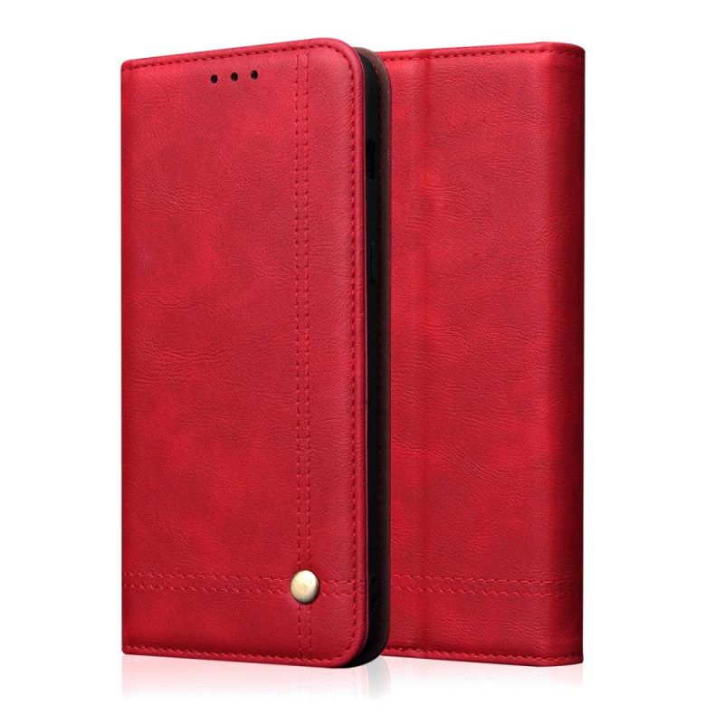 Folio-hoesje iPhone 11 Pro Rood Zwart Stiksel In Leereffect