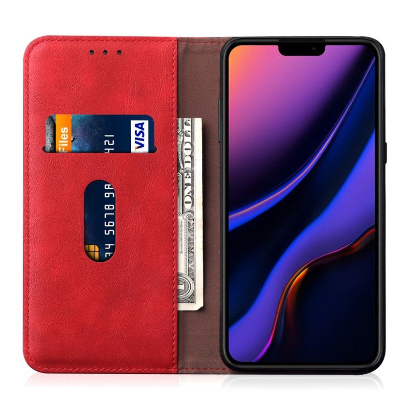 Folio-hoesje iPhone 11 Pro Rood Zwart Stiksel In Leereffect