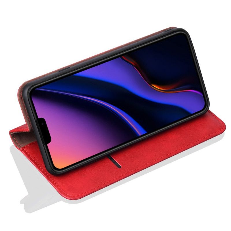 Folio-hoesje iPhone 11 Pro Rood Zwart Stiksel In Leereffect