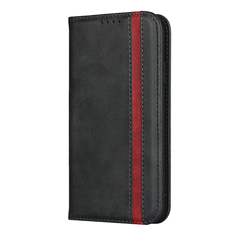 Folio-hoesje iPhone 11 Pro Rood Zwart Tweekleurig Leereffect Met Riem