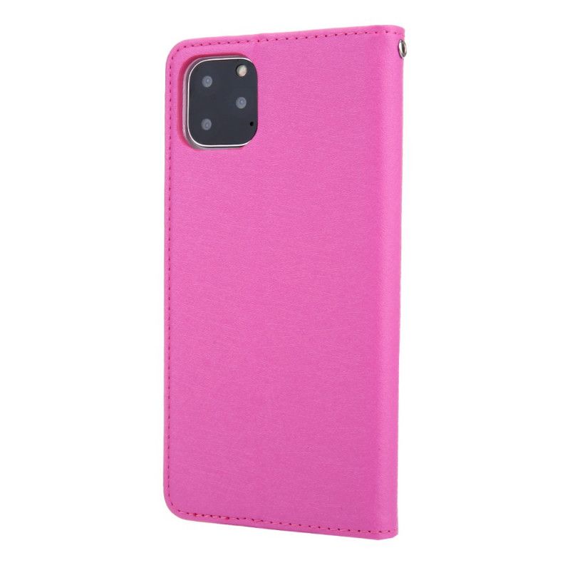 Folio-hoesje voor iPhone 11 Pro Donkerblauw Zwart Zijde Textuur Leder Effect Cmai2