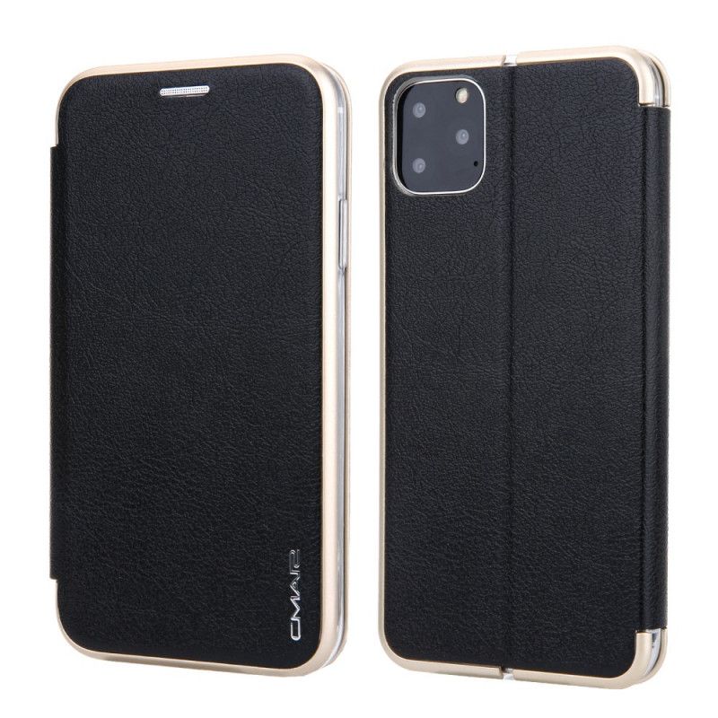 Folio-hoesje voor iPhone 11 Pro Grijs Zwart Cmai Imitatieleer 2 Metalen Randen