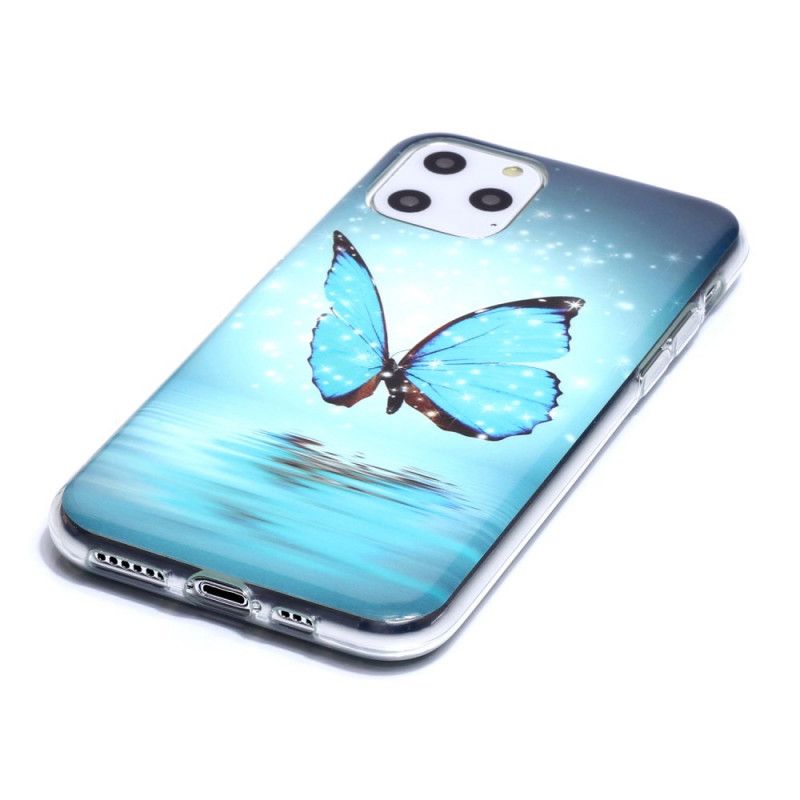 Hoesje iPhone 11 Pro Fluorescerende Blauwe Vlinder