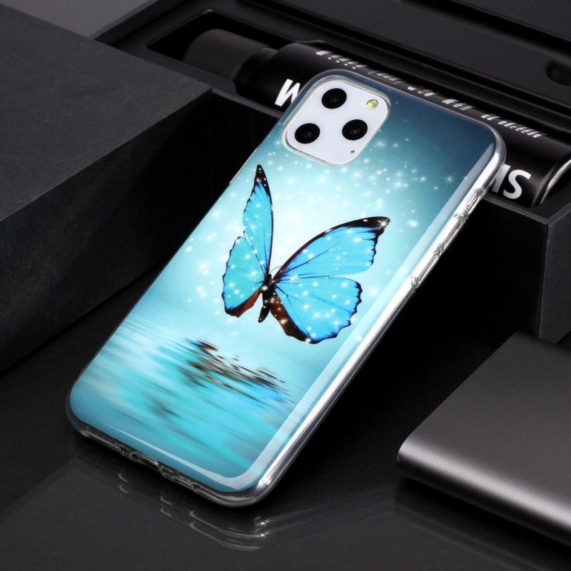 Hoesje iPhone 11 Pro Fluorescerende Blauwe Vlinder