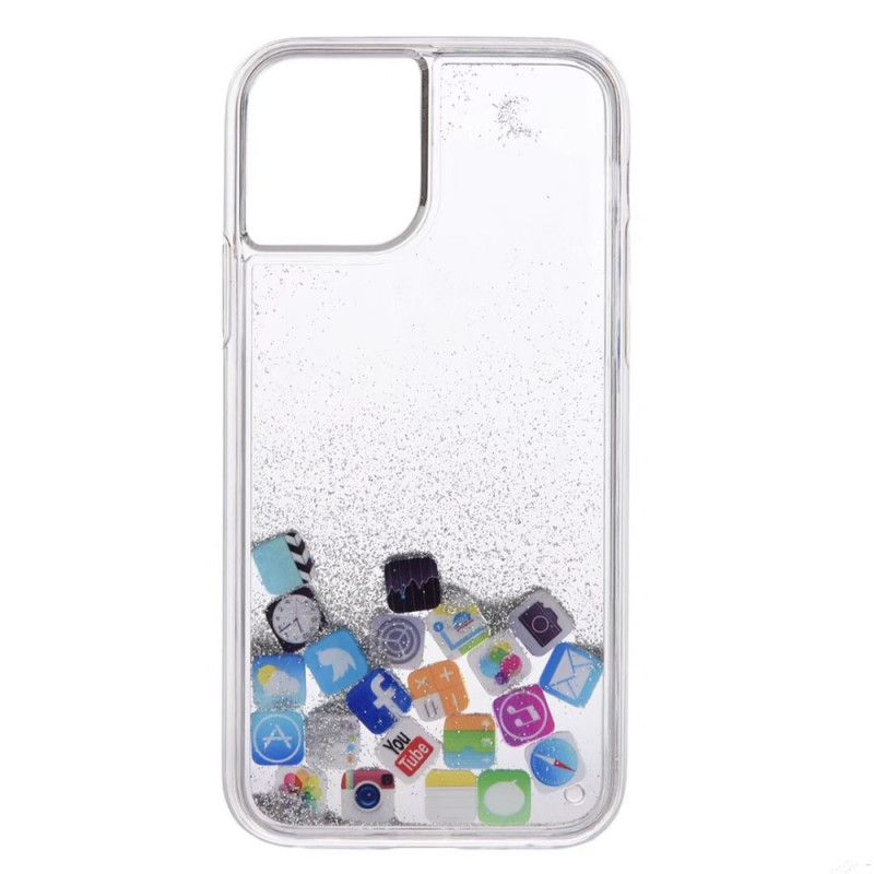 Hoesje iPhone 11 Pro Goud Zilver Glitter App-Pictogrammen