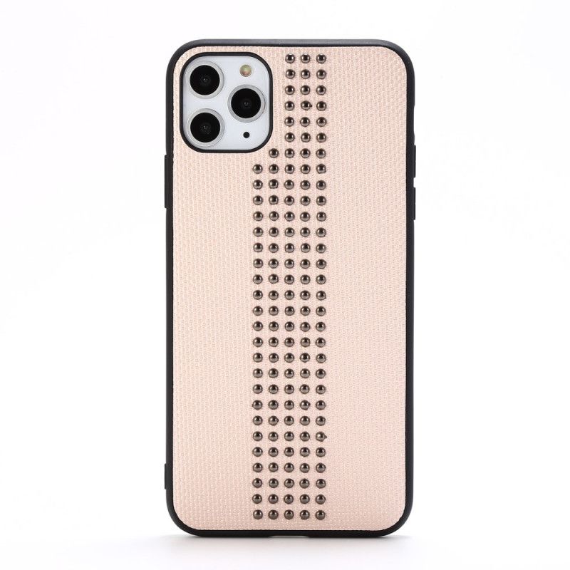 Hoesje iPhone 11 Pro Grijs Zwart Kunstleer En Klinknagels