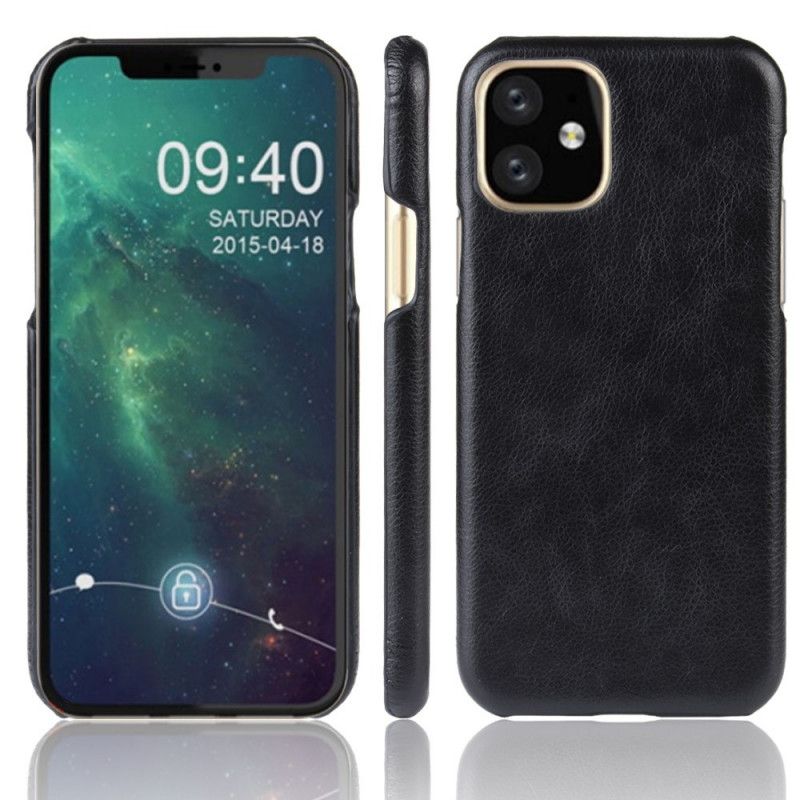 Hoesje iPhone 11 Pro Grijs Zwart Lychee Leereffect