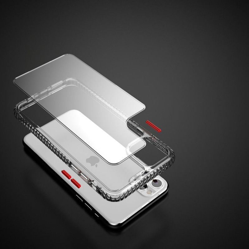 Hoesje iPhone 11 Pro Grijs Zwart Transparante Gestructureerde Randen