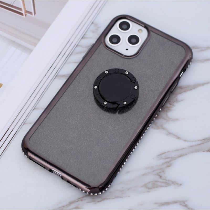 Hoesje iPhone 11 Pro Paars Zwart Ring Met Pailletten En Diamanten