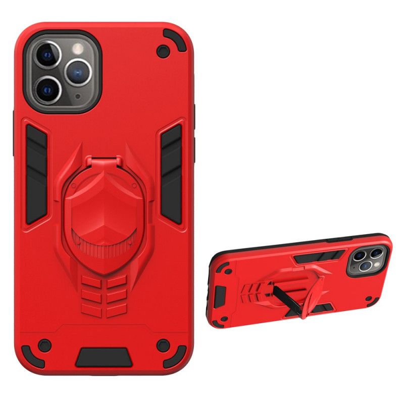 Hoesje iPhone 11 Pro Rood Zwart Afneembaar Pantser Met Ringhouder