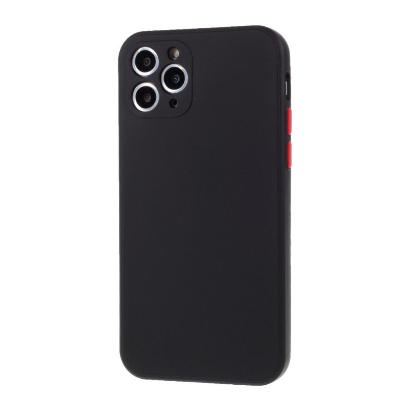 Hoesje iPhone 11 Pro Rood Zwart Flexibele Siliconen Gekleurde Knopen