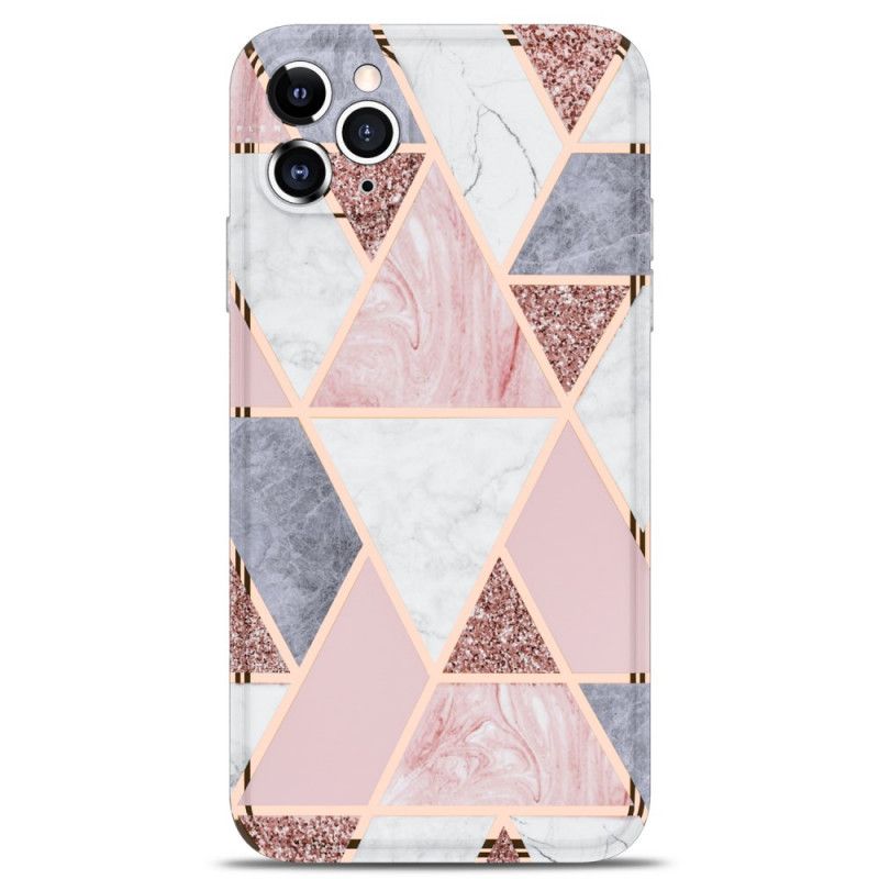 Hoesje iPhone 11 Pro Roze Zwart Marmeren Flitsende Geometrie