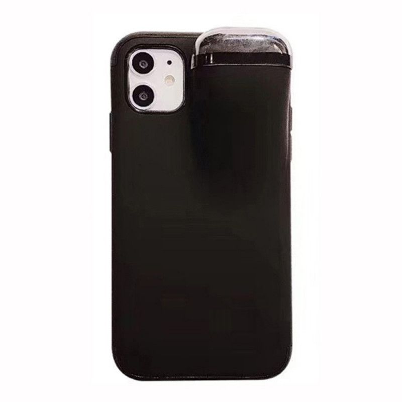 Hoesje iPhone 11 Pro Wit Zwart 2-In-1 Airpods-Koffer