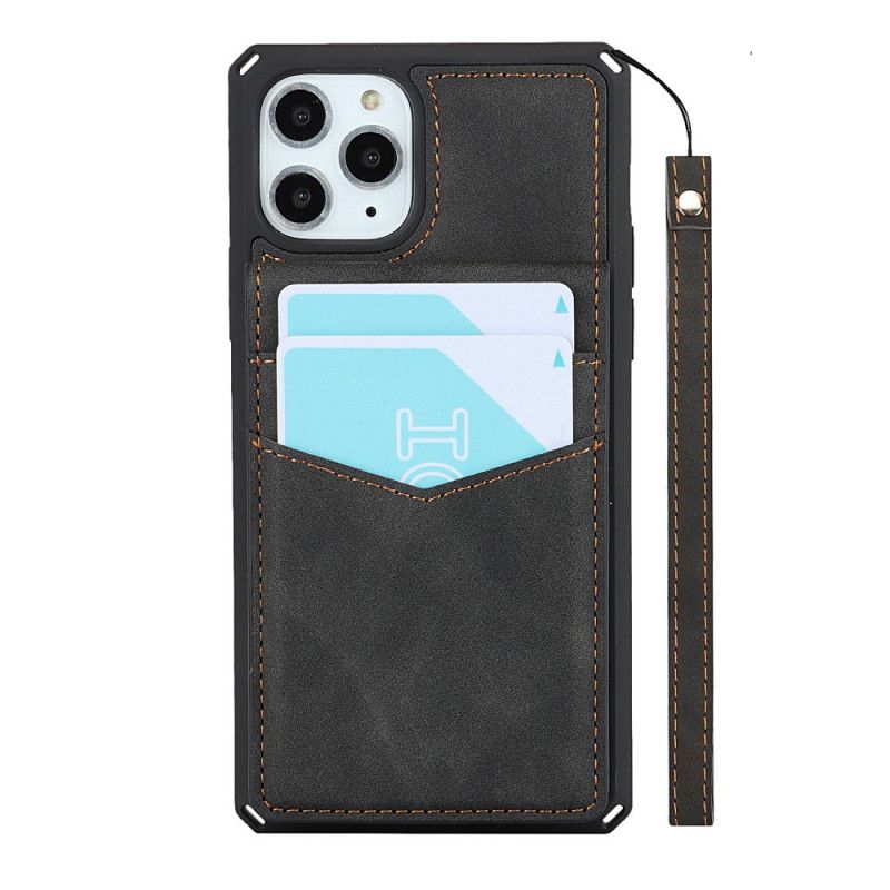 Hoesje voor iPhone 11 Pro Donkerblauw Zwart Verticale En Horizontale Steunkaarthouder