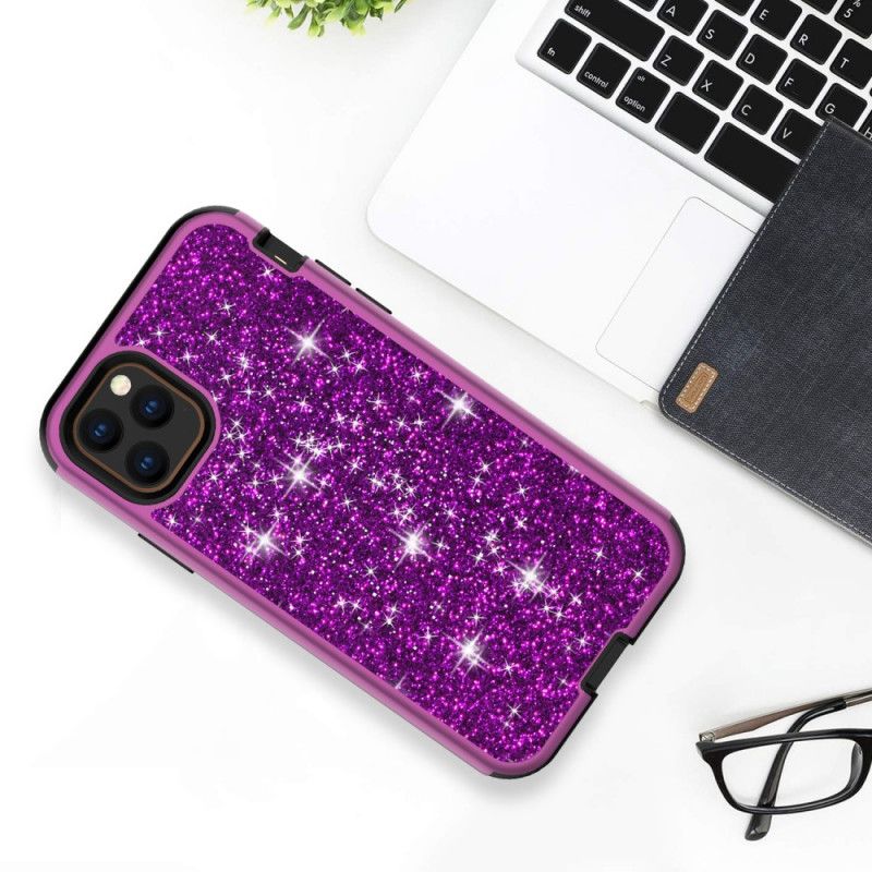 Hoesje voor iPhone 11 Pro Paars Zwart Hybride Glitter