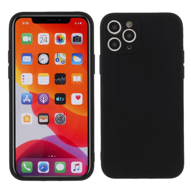 Hoesje voor iPhone 11 Pro Rood Zwart Pure Kleur Mat Siliconen