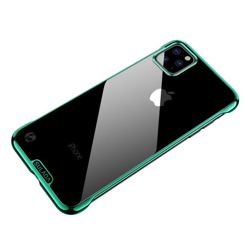 Hoesje voor iPhone 11 Pro Rood Zwart Transparant Sulada En Metaaleffect