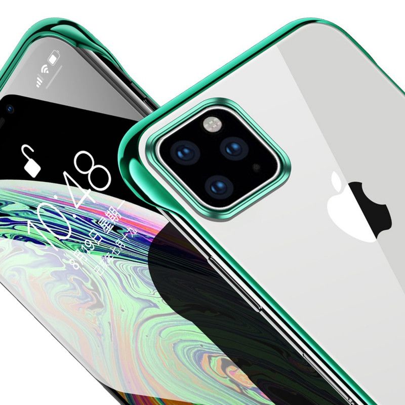 Hoesje voor iPhone 11 Pro Rood Zwart Transparant Sulada En Metaaleffect