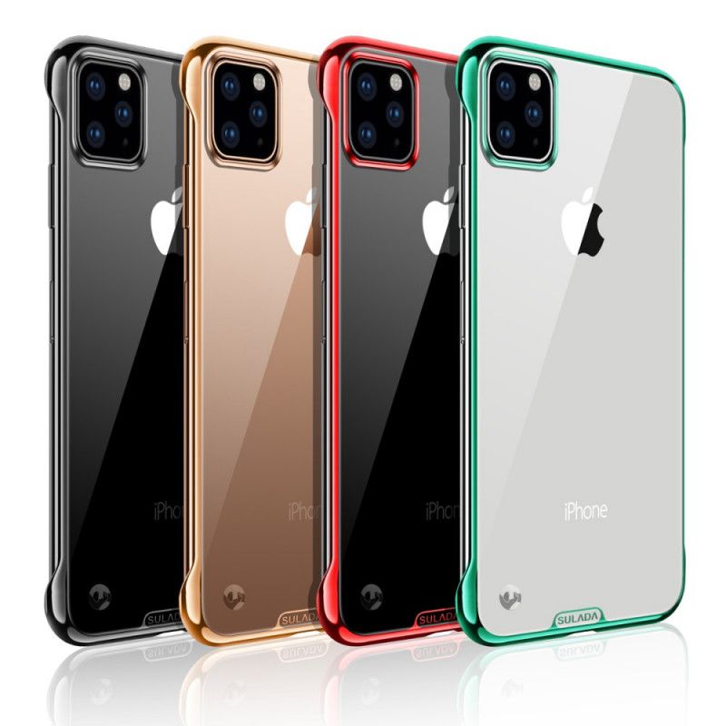 Hoesje voor iPhone 11 Pro Rood Zwart Transparant Sulada En Metaaleffect